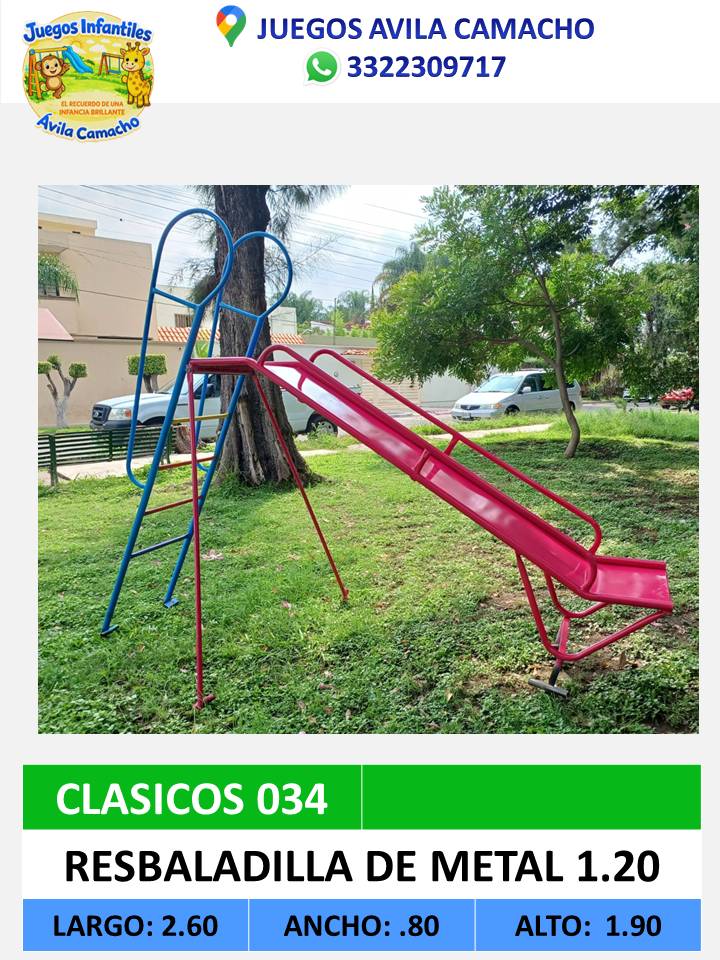 resbaladero de metal 1.20 de alto